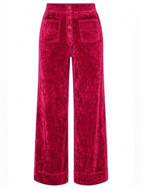 Halara Crushed Velvet Wide Leg Pants Lipstick Red Medium